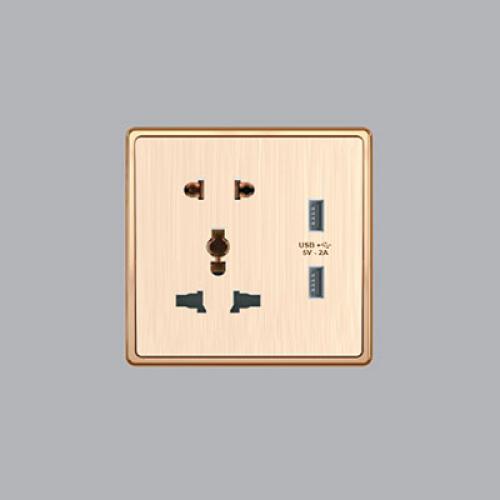 Ổ cắm đa năng + ổ cắm đơn 2 chấu + 2 USB MPE S70 Series S7MS/USB